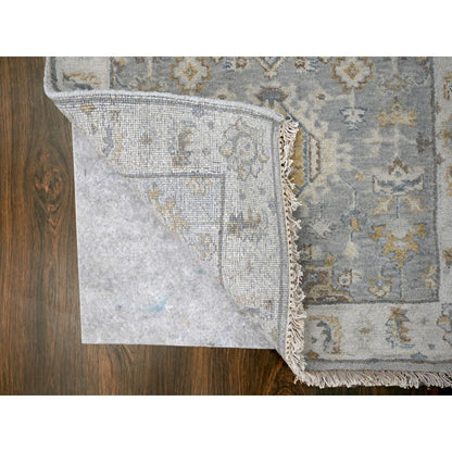 2'7"X10' Gray Karjihooz Design Natural Wool Hand Knotted Runner Rug