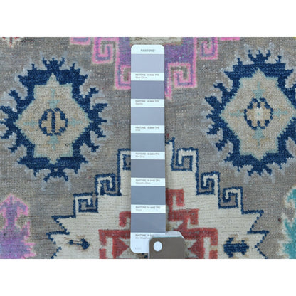2'7"X7'10" Gray Fusion Kazak Organic Wool Hand Knotted Runner Rug
