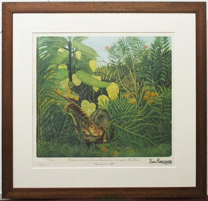 Henri Rousseau Lithograph "Tiger In A Tropical Storm" Ed.297/300 W/Frame Signed