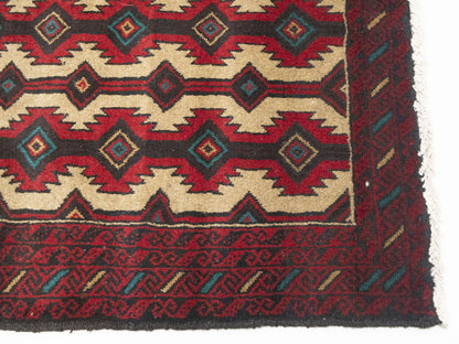 Vintage Hand-Knotted Oriental Rug 4X6 Ft Tribal