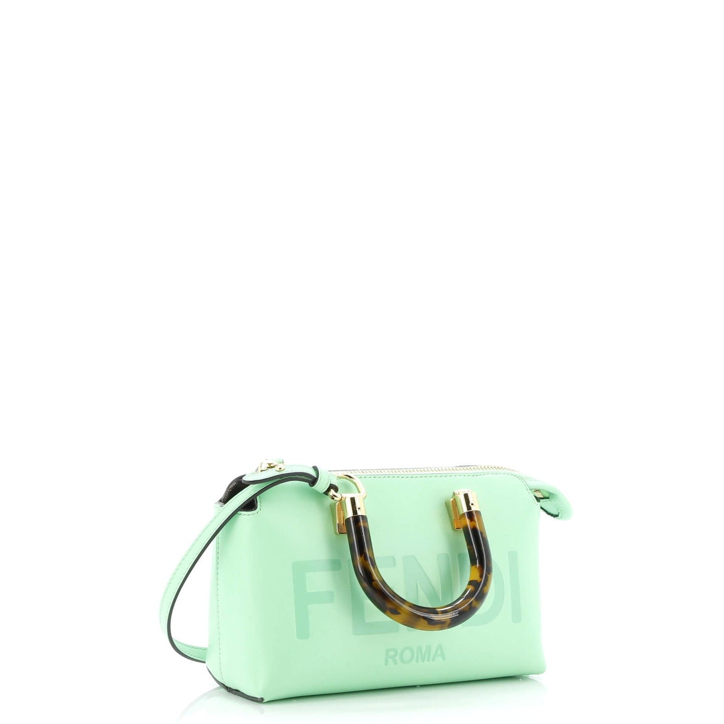 Fendi Logo By The Way Top Handle Bag Embossed Leather Mini