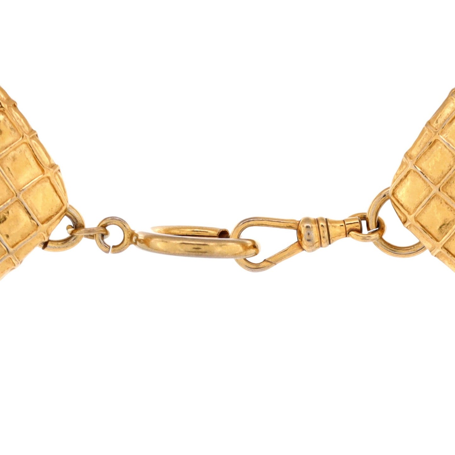 Crystals Chanel Vintage Choker Necklace Quilted Metal with