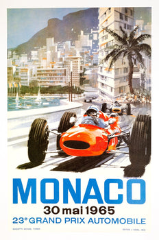 Monaco Grand Prix 1965 Michael Turner Vintage French Automobile Racing Poster