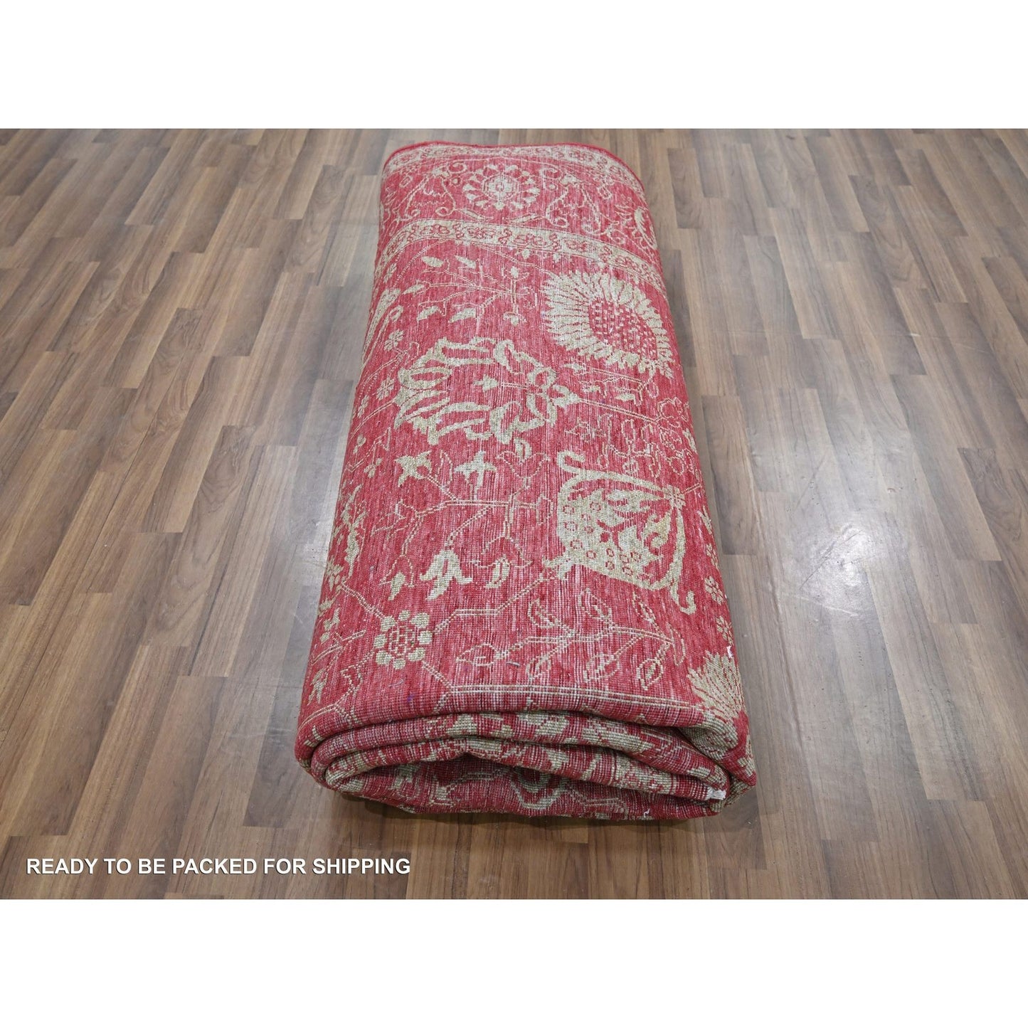 7'9"X10' Red Zoroastrian Influence Design Wool & Silk Hand Knotted Rug