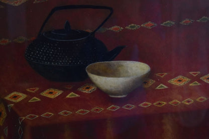 Iberia Lebel Teapot And Bowl Original Oil Painting French Still Life Signed