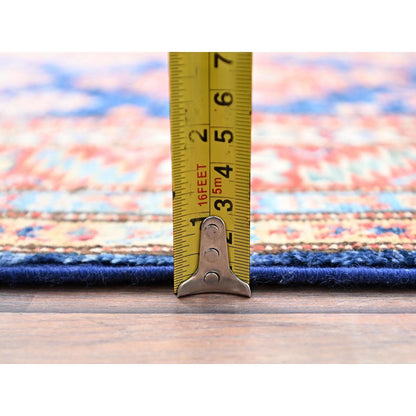 2'9"X26'3" Blue Hand Knotted Super Kazak Wool Xl Runner Rug