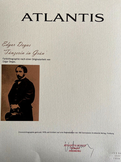 Edgar Degas Lithograph Coa Signed Op Numbered By Hand Crayon 180 Ex