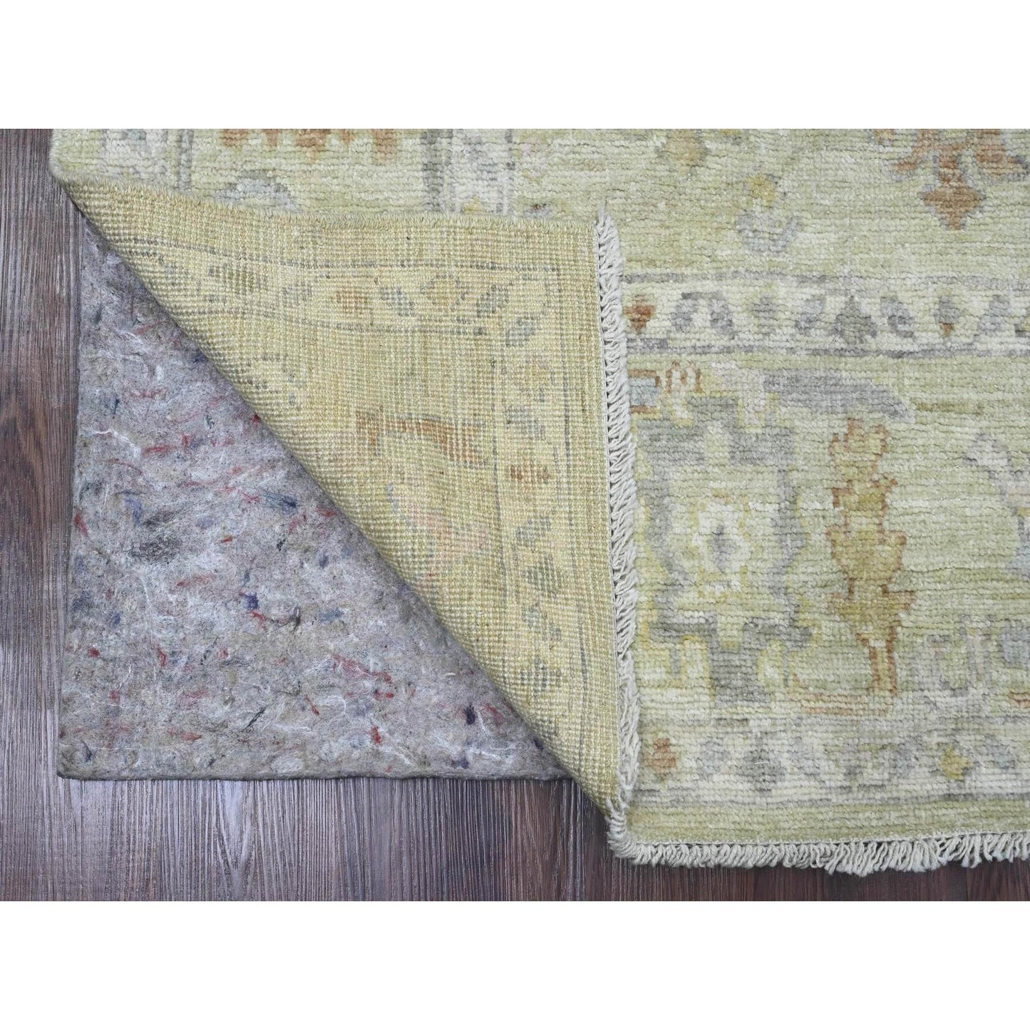 6'2"X6'2" Green Afghan Angora Oushak Hand Knotted 100% Wool Square Rug