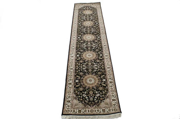 Handmade Indo-Nain Oriental Runner Rug 3X12 Ft