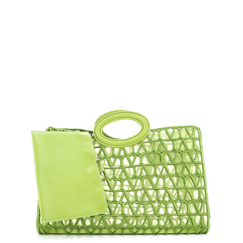Valentino Garavani Le Troisieme Tote Toile Mesh Iconographe And Goatskin Medium