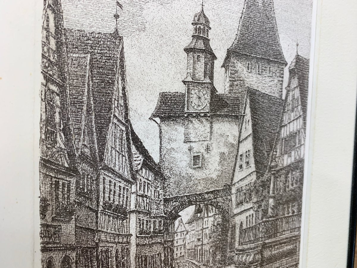 Ernst Geissendorfer Original Etching "Rothenburg Ob Der Tauber" Signed German
