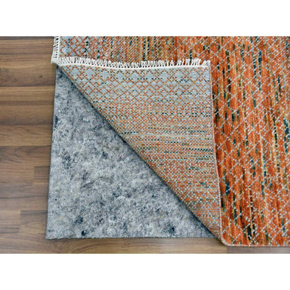 9'10"X13'10" Orange Hand Knotted Modern Chiaroscuro Collection Wool Rug
