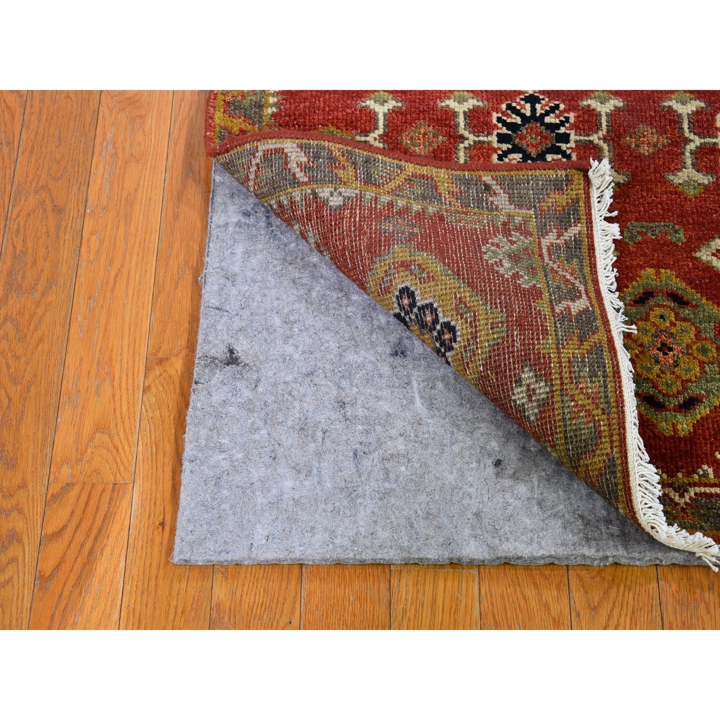 3'2"X10' 100% Wool Repetitive All Over Design Handknotted Wide Runner Rug