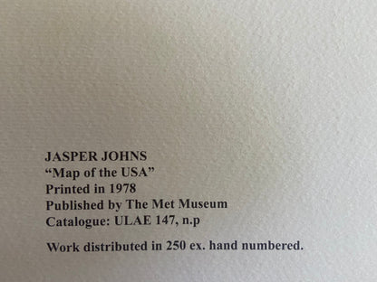 Jasper Johns ' Map ' Lithograph Coa Numbered Hand Signed Op Published