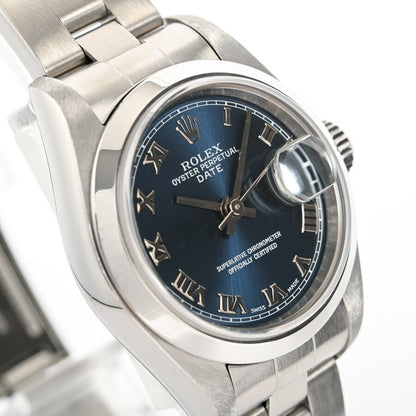 Rolex Oyster Perpetual Date 79160 Blue Case Size 26Mm Ladies Used Watch #61262