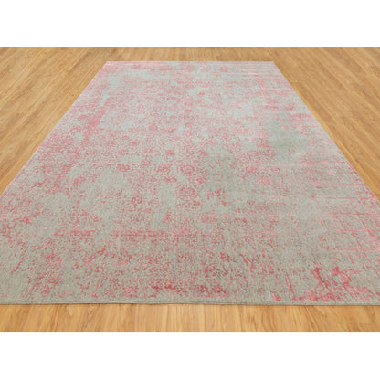 10'X14'1" Wool And Art Silk Transitional Design Hand Loomed Jacquard Rug