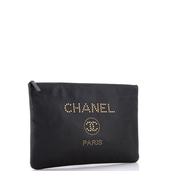 Chanel Deauville Pouch Studded Caviar Large