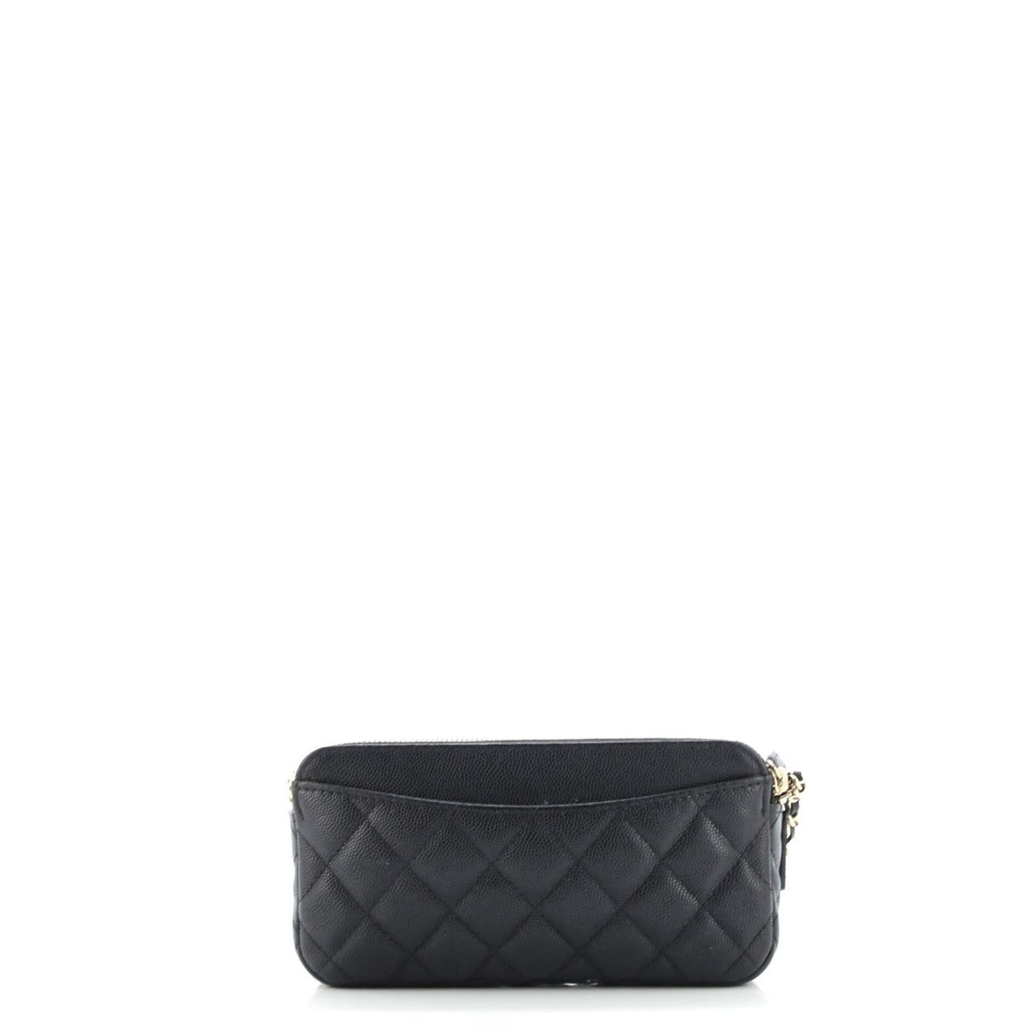 Chanel Double Zip Clutch With Chain Quilted Caviar