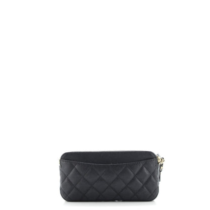 Chanel Double Zip Clutch With Chain Quilted Caviar