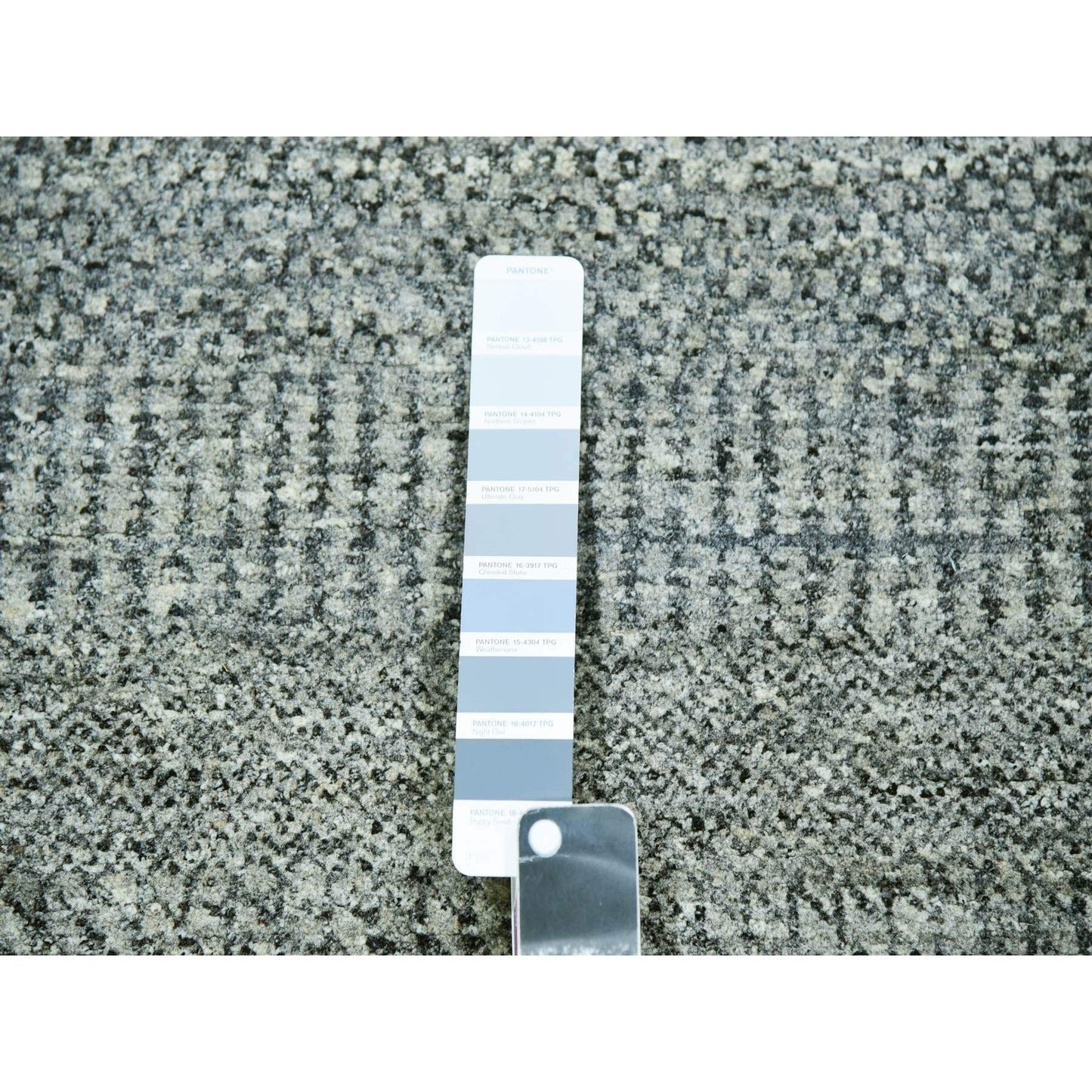 Rug 8'x8' Glacier Gray Modern Grass Hand Knotted Wool Square Oriental