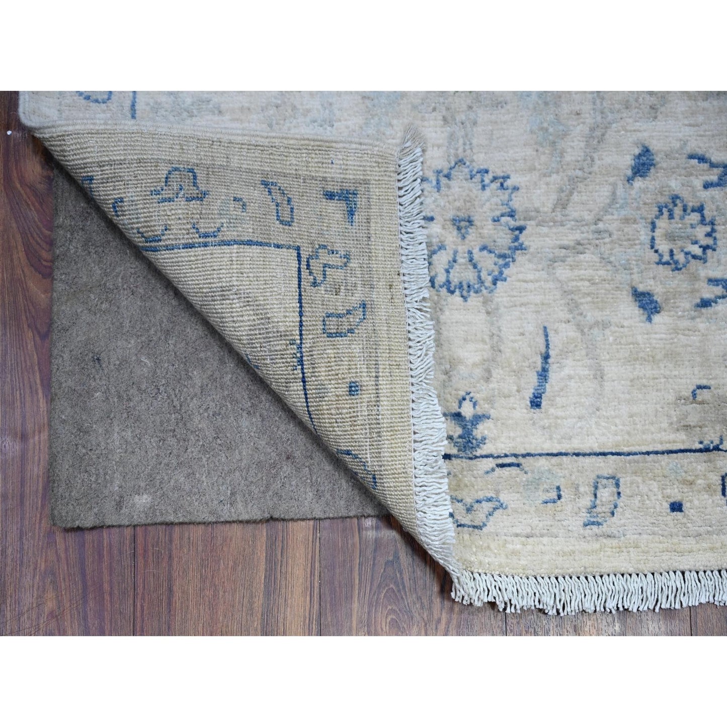 2'6"X19'5" Ivory Hand Knotted Wool White Wash Peshawar Xl Runner Rug