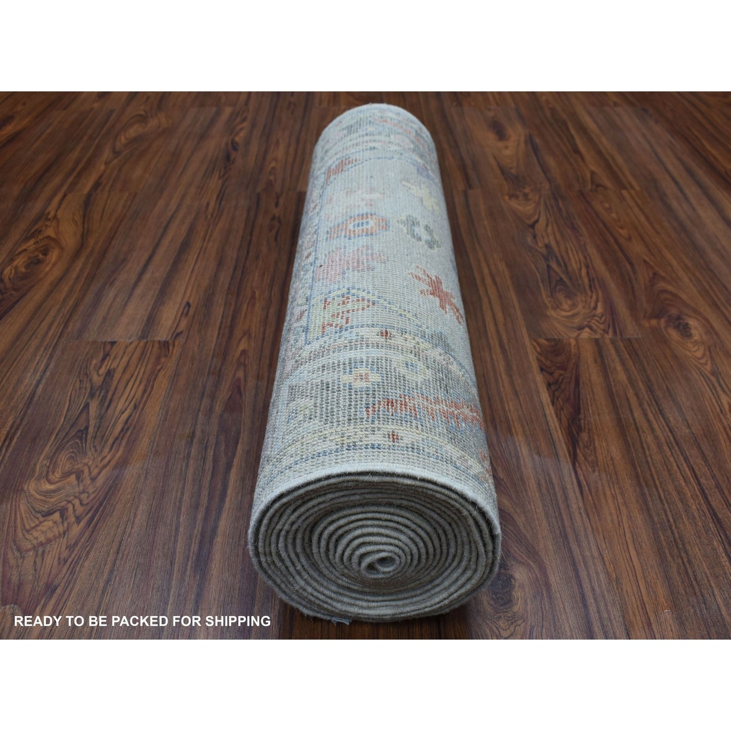 2'5"X17'1" Shiny Wool Hand Knotted Gray Angora Oushak Xl Runner Rug