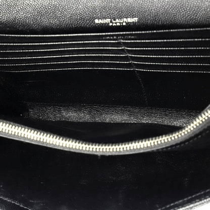 Saint Laurent Classic Monogram Wallet On Chain Matelasse Chevron Leather Medium