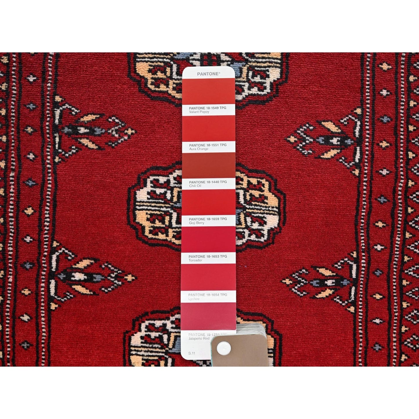 2'X3' Scarlet Red Princess Bokara Soft Wool Hand Knotted Sample Mat Rug