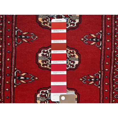2'X3' Scarlet Red Princess Bokara Soft Wool Hand Knotted Sample Mat Rug