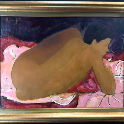 Alain Bonnefoit Linda Rose Original Nude Oil Painting 20P, Signed, Framed