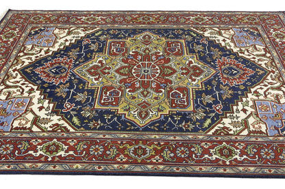 Geometric Heriz Serapi Oriental Rug Dining Room