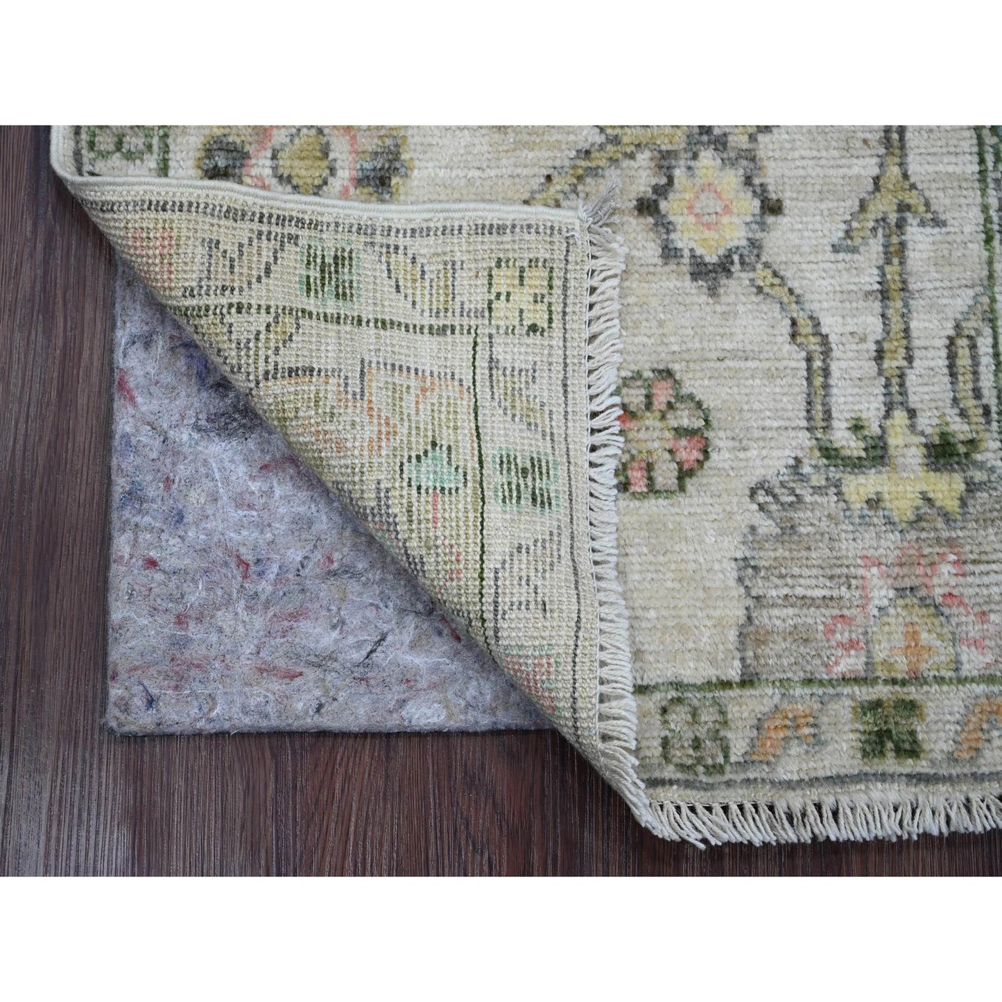 2'X3' Oyster White Afghan Angora Oushak Hand Knotted 100% Wool Mat Rug