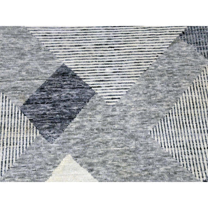 9'1"X12'1" Gray Wool Hand Knotted Geometric Art Deco Collection Rug