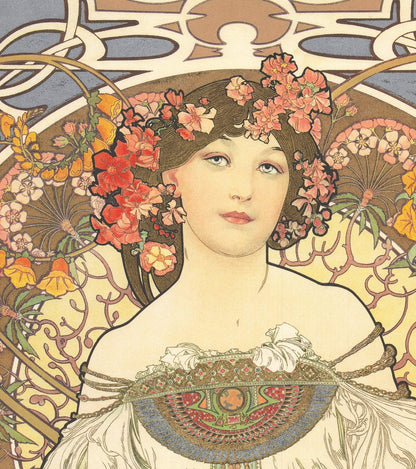 Nouveau ALPHONSE MUCHA Reverie 27" x 20.75" Mixed Media 2010 Art