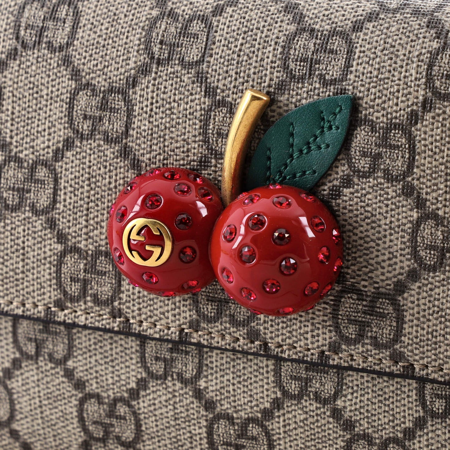 Gucci Cherries Wallet On Chain Gg Coated Canvas Mini