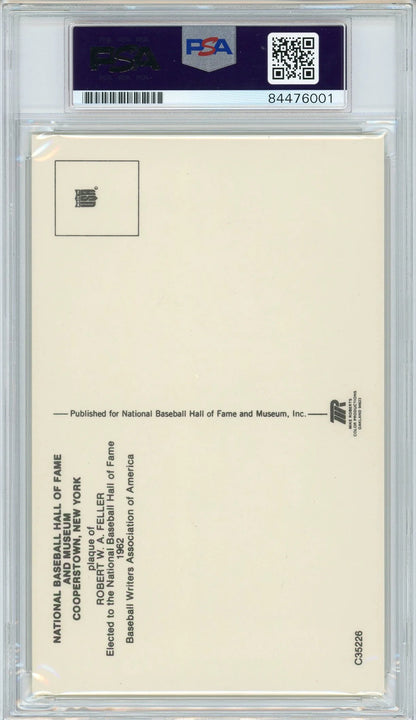 Bob Feller Autographed Hall Of Fame Plaque Card (Psa)