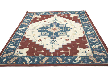 Reversible Hand-Hooked Dhurrie Oriental Rug