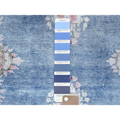 2'1"X11'9" Blue Wool Hand Knotted Vintage Zoroastrian Karman Runner Rug