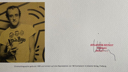 Keith Haring Lithograph From A Painting ' Coa Signed In Pen ' Hand Numbered