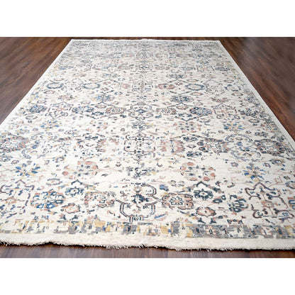 11'10"X17'8" Ivory Mahal Design 100% Wool Hand Knotted Oriental Rug