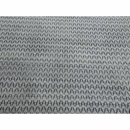 8'X10' Black Pure Raised Silk Hand Knotted Repetitive Pattern Wool Rug