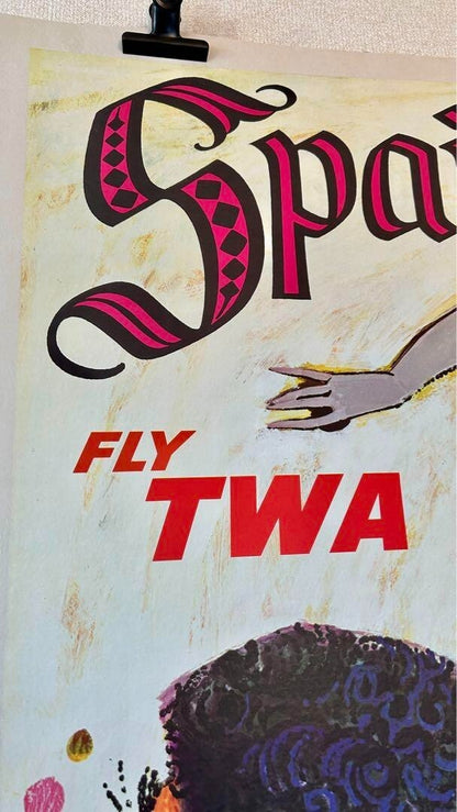 Trans World Airlines Original Vintage Poster - Spain Fly Twa Lithograph Usa
