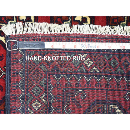 2'7"X3'10" Red Hand Knotted Afghan Khamyab Soft Organic Wool Rug