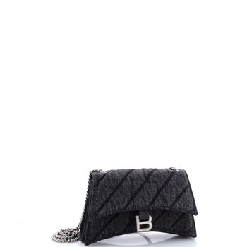 Balenciaga Crush Chain Flap Bag Quilted Denim Small