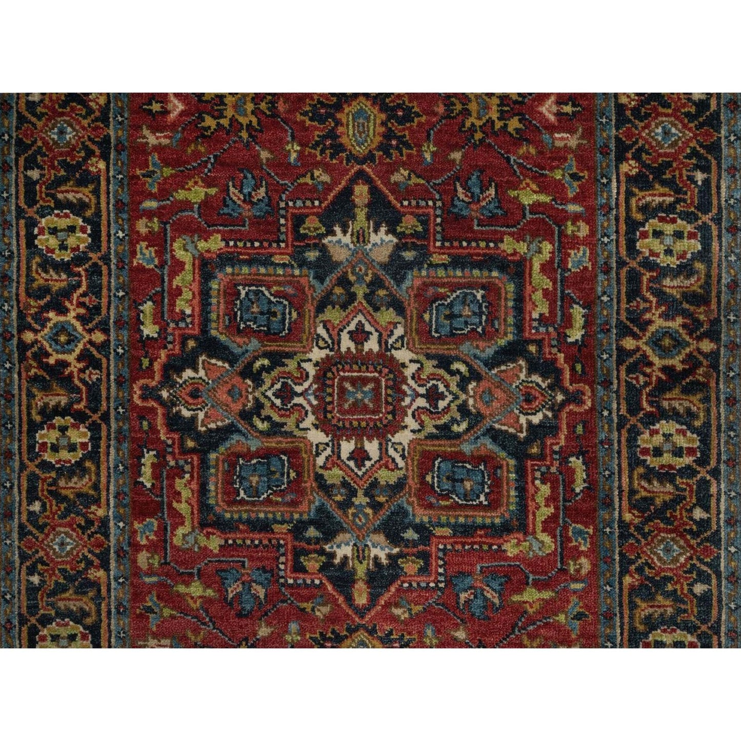 2'7"X20'4" Red Hand Knotted Wool Runner Rug Antiqued Fine Heris Revival