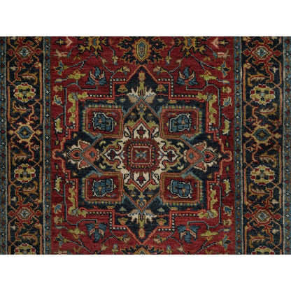 2'7"X20'4" Red Hand Knotted Wool Runner Rug Antiqued Fine Heris Revival