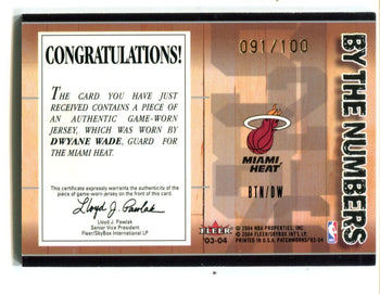 Dwyane Wade 2003 Fleer Patchworks By The Numbers #Btndw /100