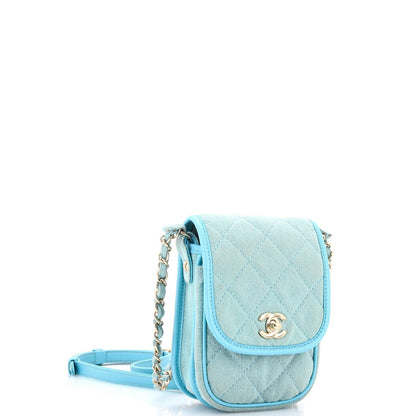 Chanel Flap Clutch With Chain Quilted Denim Mini