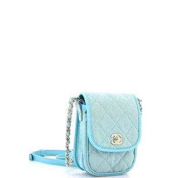 Chanel Flap Clutch With Chain Quilted Denim Mini