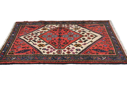 3'4X4'8 Ft Hand-Knotted Vintage Tribal Cream
